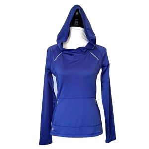 Athleta Royal Blue Wrap Front Pullover Reflective Hoodie Sweatshirt Size XS